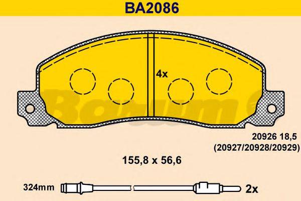 BARUM 20929 Комплект гальмівних колодок, дискове гальмо