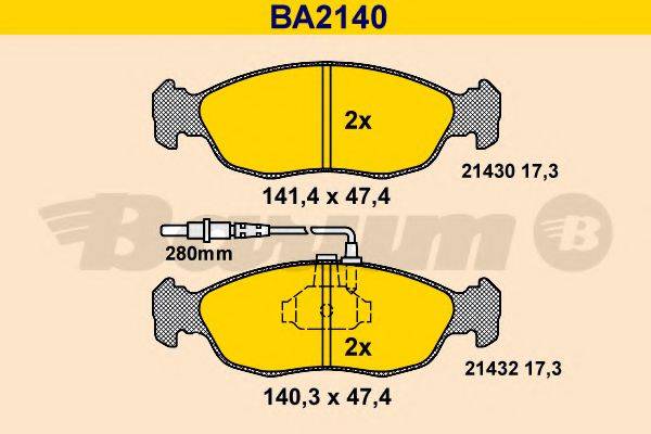 BARUM BA2140 Комплект гальмівних колодок, дискове гальмо