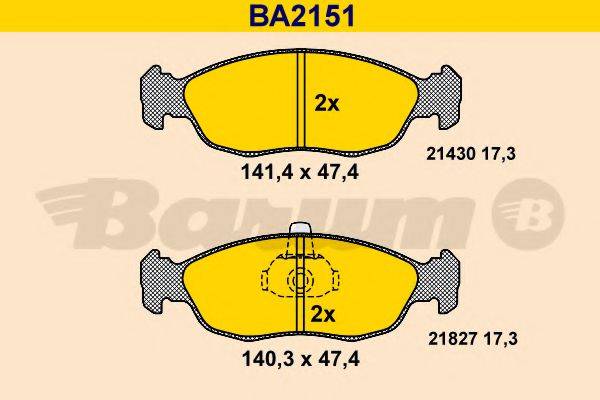 BARUM BA2151 Комплект гальмівних колодок, дискове гальмо
