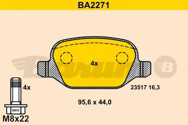 BARUM BA2271 Комплект гальмівних колодок, дискове гальмо