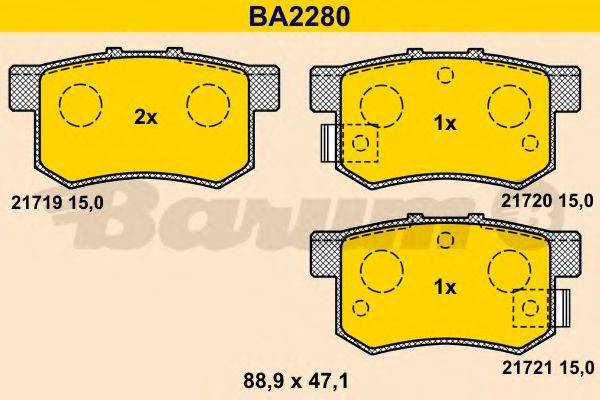 BARUM 21719 Комплект гальмівних колодок, дискове гальмо