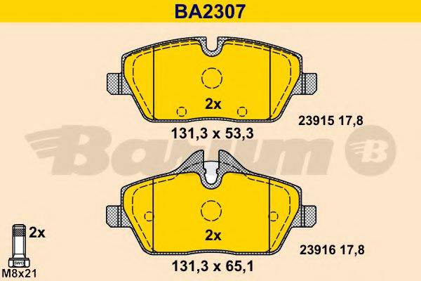BARUM BA2307 Комплект гальмівних колодок, дискове гальмо