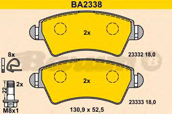 BARUM BA2338 Комплект гальмівних колодок, дискове гальмо