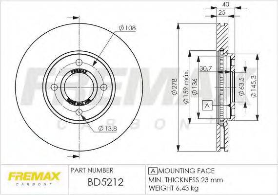 FREMAX BD5212 гальмівний диск