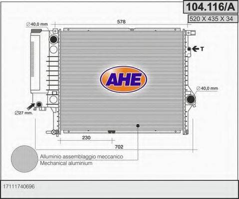AHE 104116A Радіатор, охолодження двигуна