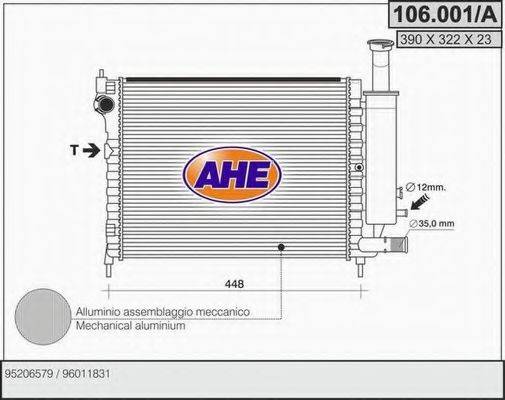 AHE 106001A Радіатор, охолодження двигуна