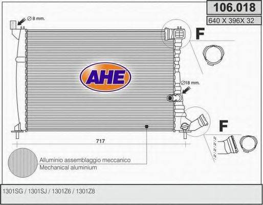 AHE 106018 Радіатор, охолодження двигуна