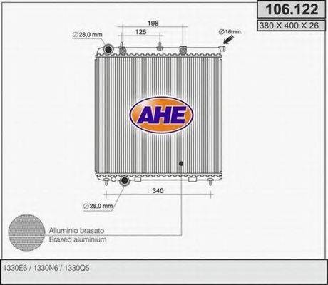 AHE 106122 Радіатор, охолодження двигуна