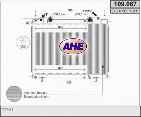 AHE 109067 Радіатор, охолодження двигуна