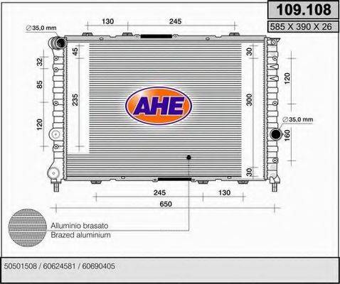 AHE 109108 Радіатор, охолодження двигуна