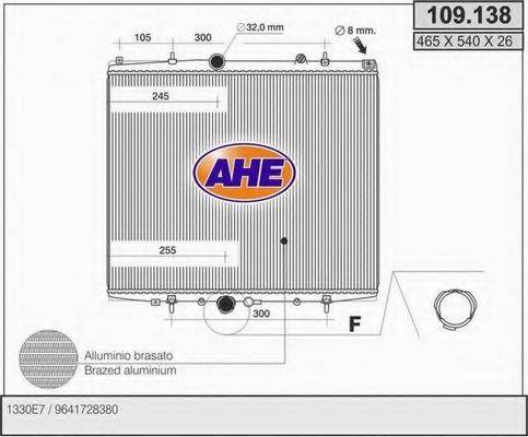 AHE 109138 Радіатор, охолодження двигуна