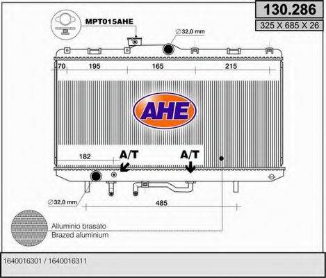 AHE 130286 Радіатор, охолодження двигуна