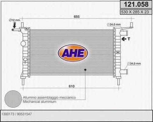 AHE 121058 Радіатор, охолодження двигуна