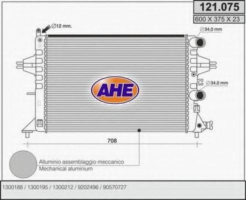 AHE 121075 Радіатор, охолодження двигуна