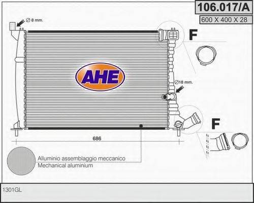 AHE 106017A Радіатор, охолодження двигуна