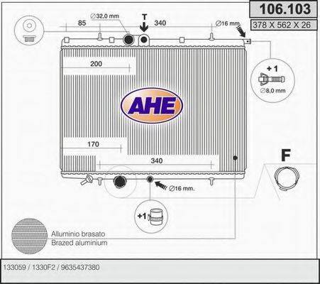 AHE 106103 Радіатор, охолодження двигуна