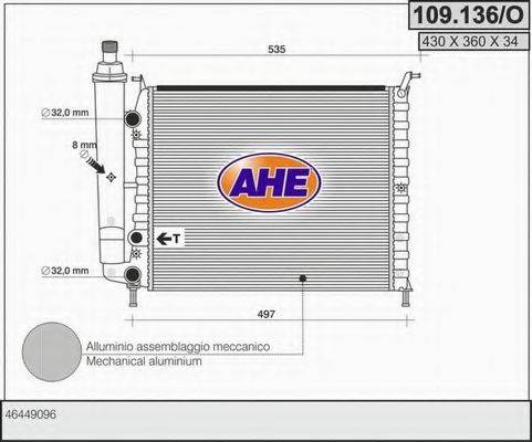 AHE 109136O Радіатор, охолодження двигуна