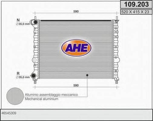AHE 109203 Радіатор, охолодження двигуна