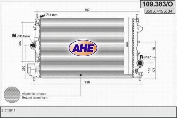 AHE 109383O Радіатор, охолодження двигуна