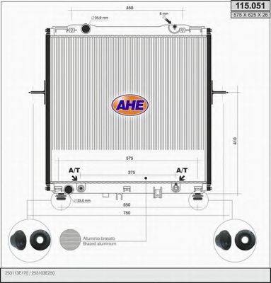 AHE 115051 Радіатор, охолодження двигуна