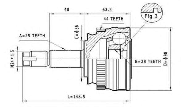 STATIM C159 Шарнірний комплект, приводний вал