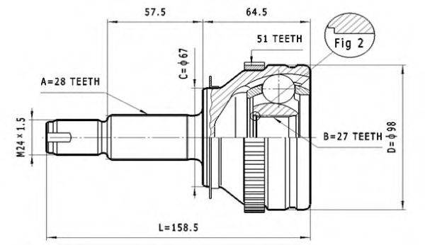 STATIM C373 Шарнірний комплект, приводний вал