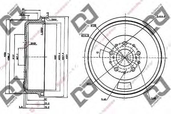 DJ PARTS BR1027 Гальмівний барабан