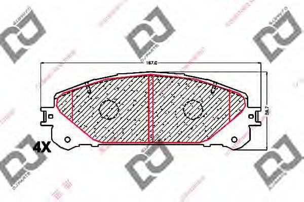 DJ PARTS BP1649 Комплект гальмівних колодок, дискове гальмо