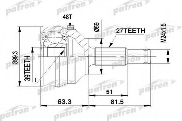 PATRON PCV1224 Шарнірний комплект, приводний вал