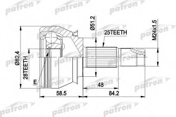 PATRON PCV1244 Шарнірний комплект, приводний вал