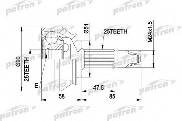 PATRON PCV1258 Шарнірний комплект, приводний вал