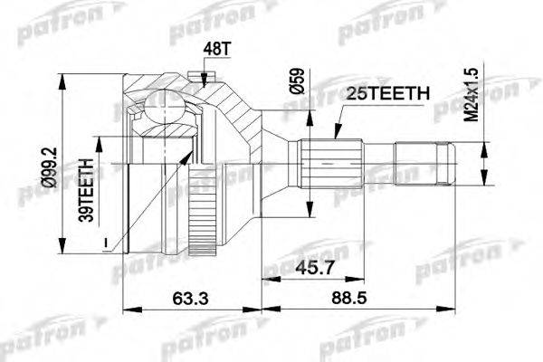 PATRON PCV1281 Шарнірний комплект, приводний вал