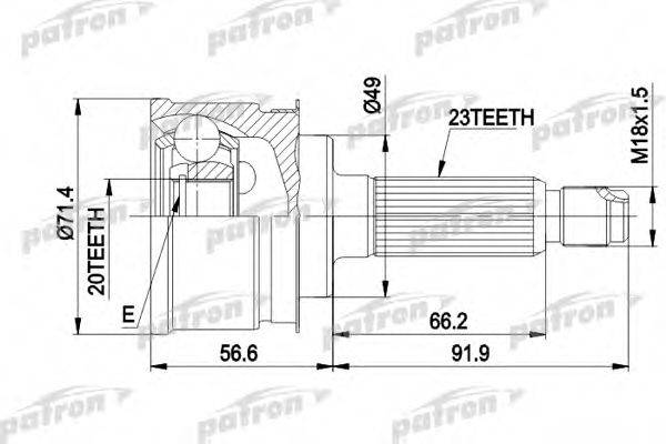 PATRON PCV1361 Шарнірний комплект, приводний вал