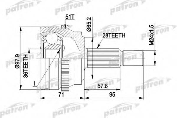 PATRON PCV1453 Шарнірний комплект, приводний вал