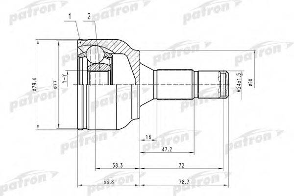 PATRON PCV1456 Шарнірний комплект, приводний вал