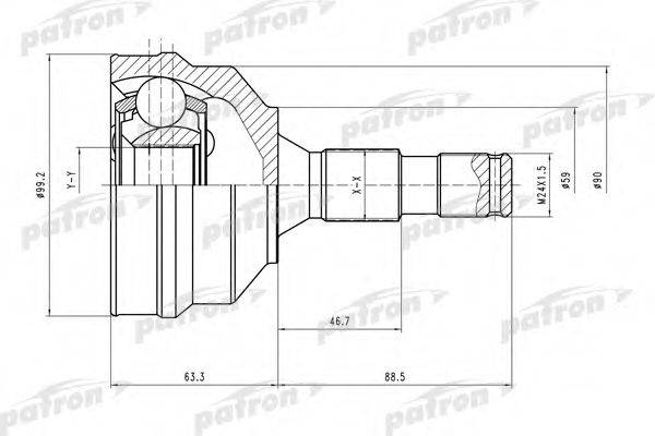 PATRON PCV1496 Шарнірний комплект, приводний вал