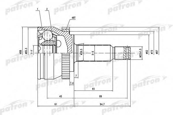 PATRON PCV1661 Шарнірний комплект, приводний вал