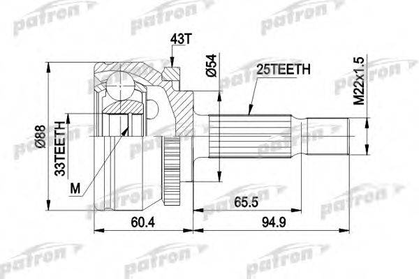 PATRON PCV3416 Шарнирный комплект, приводной вал