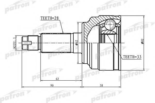 NISSAN GP34-25-50XC Шарнірний комплект, приводний вал