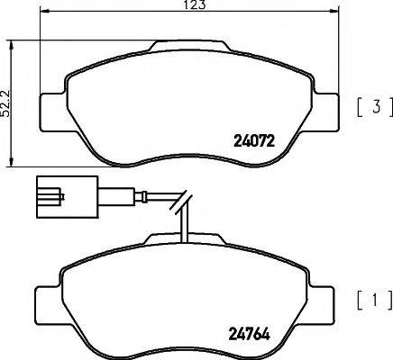 HELLA PAGID T1832 Комплект гальмівних колодок, дискове гальмо