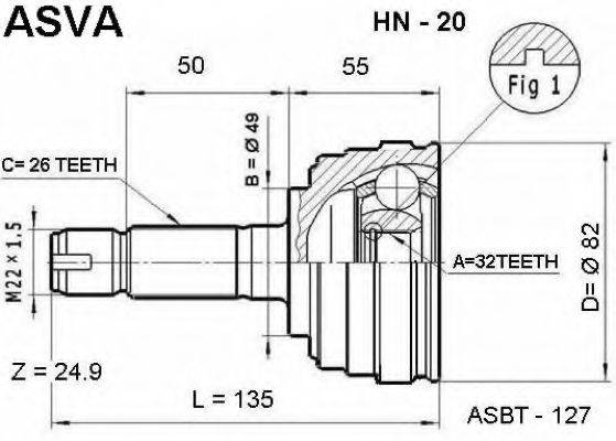 HONDA 44305-SB0-982 Шарнірний комплект, приводний вал