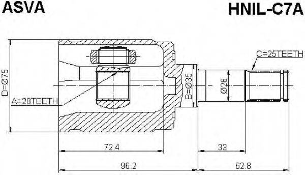 ASVA HNILC7A Шарнірний комплект, приводний вал