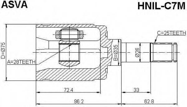 ASVA HNILC7M Шарнірний комплект, приводний вал