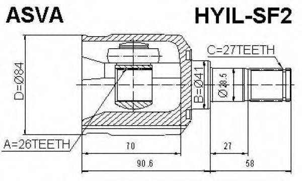 HYUNDAI 49505-26E00 Шарнірний комплект, приводний вал