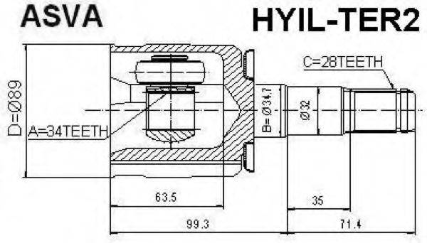 HYUNDAI 51611-H1000 Шарнірний комплект, приводний вал