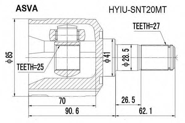 HYUNDAI 49505-38M01 Шарнірний комплект, приводний вал