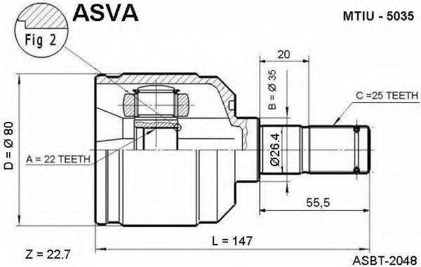 ASVA MTIU5035 Шарнірний комплект, приводний вал