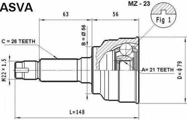 MAZDA GD02-25-50XC Шарнірний комплект, приводний вал