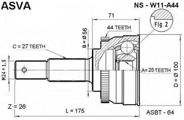 NISSAN 39101WA010 Шарнірний комплект, приводний вал