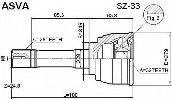 ASVA SZ33 Шарнірний комплект, приводний вал